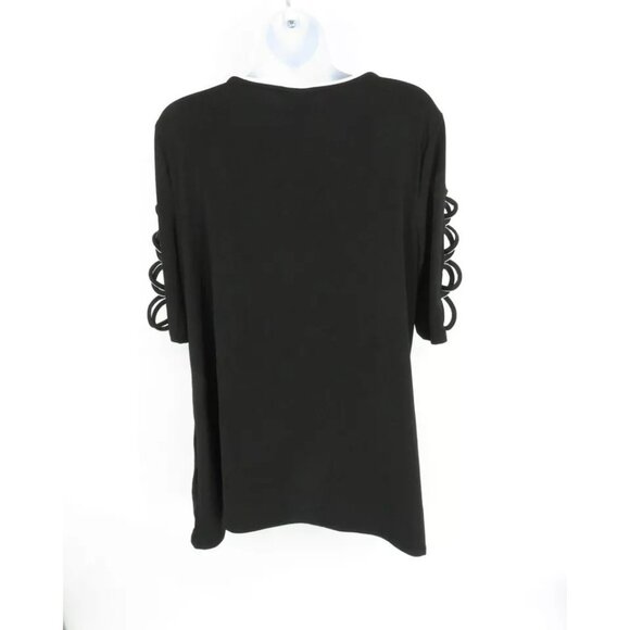 JM Collection Black Top Lattice Sleeve Detail Medium NWT $54.50 - Picture 4 of 7